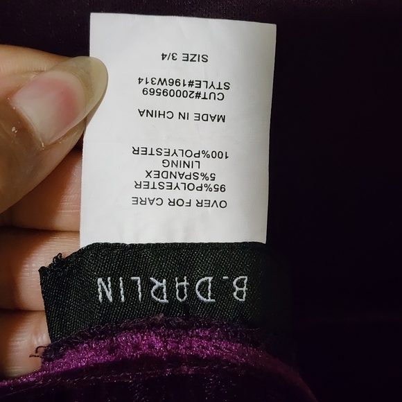 B Darlin Strapped Back Tied Deep Plum Dress Size 3/4 With Front Slit - Picture 5 of 8